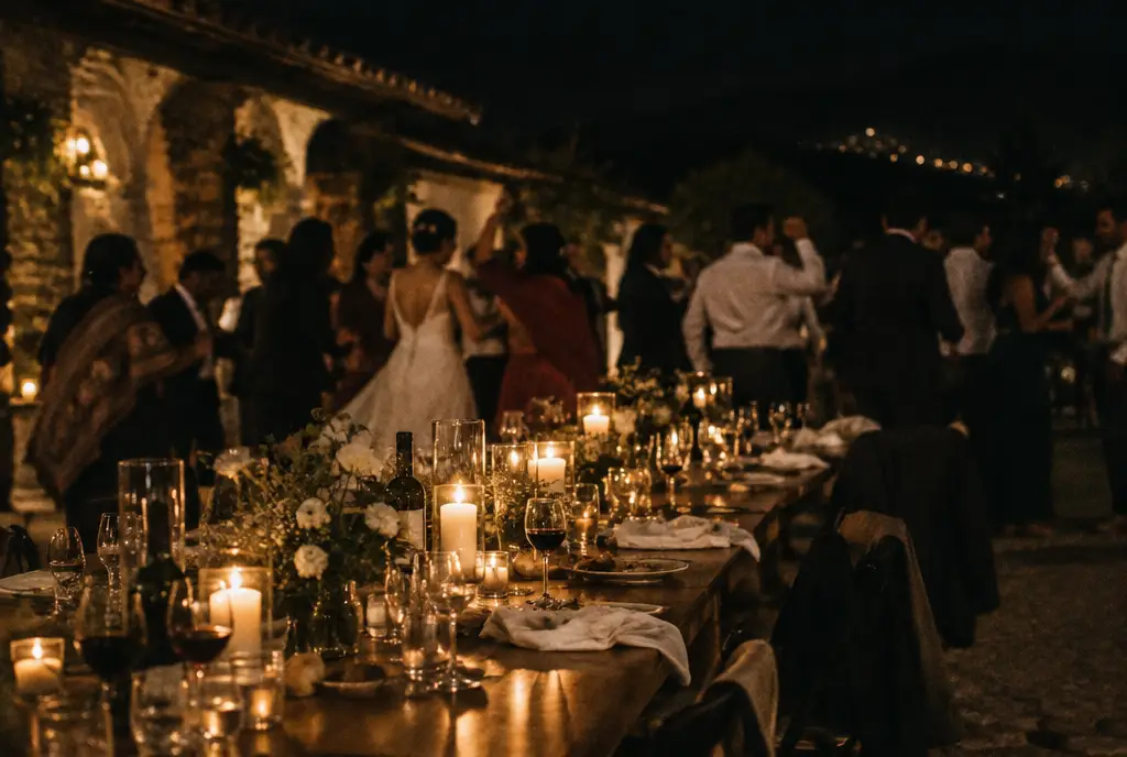 Velada nocturna y eventos con iluminación cálida